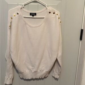 Express Ivory Sweater with Metallic Button Details